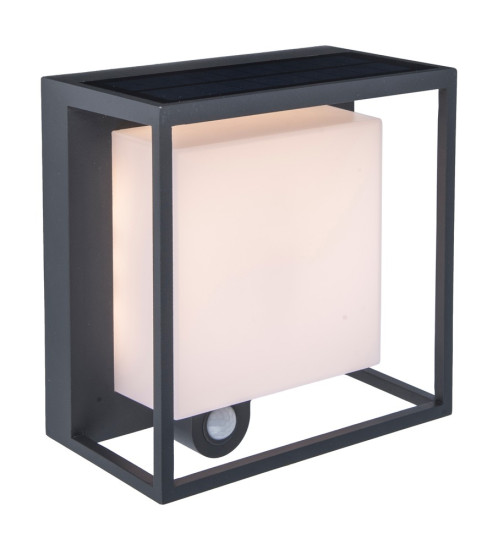 LUTEC Curtis LED Aussenleuchte Solar 3000 K 3W Bewegungsmelder IP54 Anthrazit