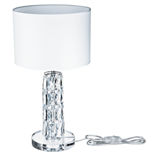 Maytoni Talento Tischleuchte, Tischlampe E27 Chrom Weiss Stoff