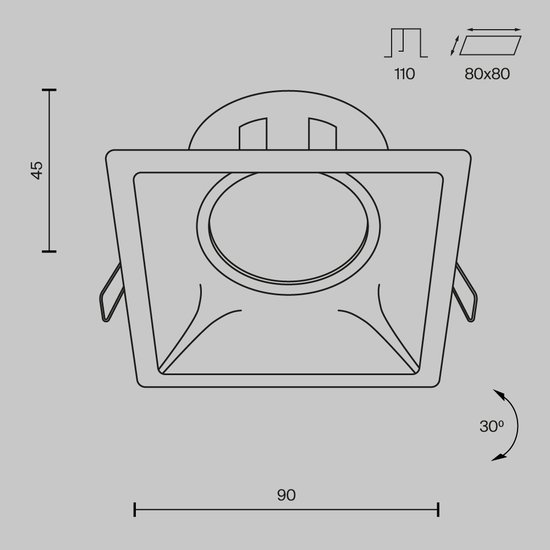Maytoni Dot Downlight, Einbauleuchte GU10 4,5cm Schwarz