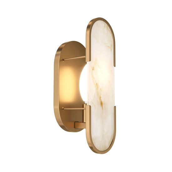 Maytoni Marmo Wandleuchte, Wandlampe E14 Stein Gold-Farbe