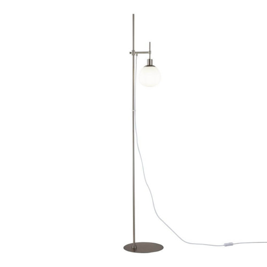 Maytoni Erich Stehleuchte, Stehlampe E14 Nickel Weiss Glas