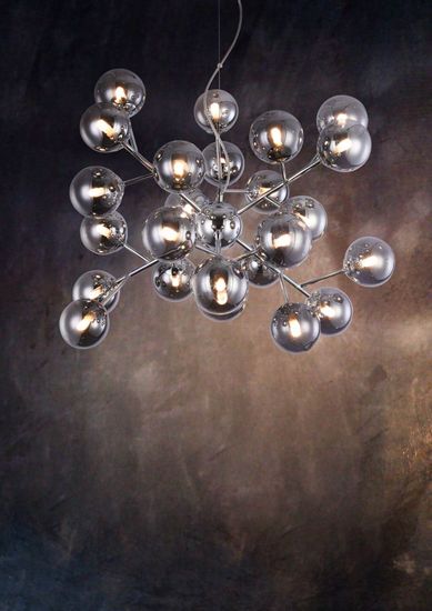Maytoni Dallas Pendelleuchte, Hängeleuchte 24x G9 Chrom Rauchfarbe Glas