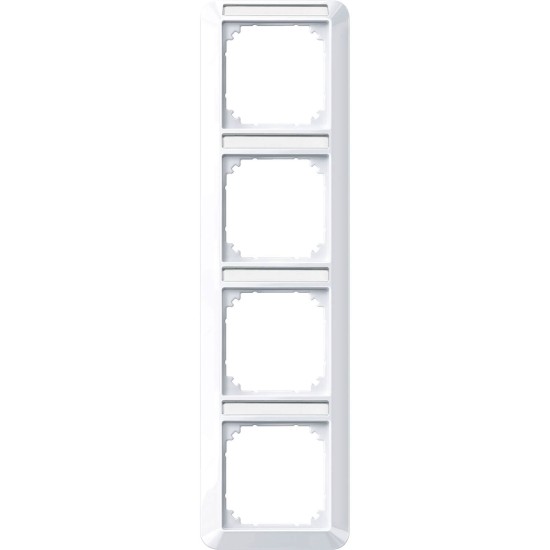 Merten 385425 1-M-Rahmen, 4fach mit Beschriftungsträger, senkrecht aktivweiß glänzend