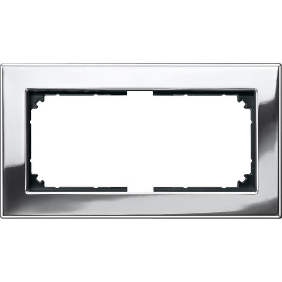 Merten 475839 M-PLAN-Metallrahmen, 2fach ohne Mittelsteg, Chrom