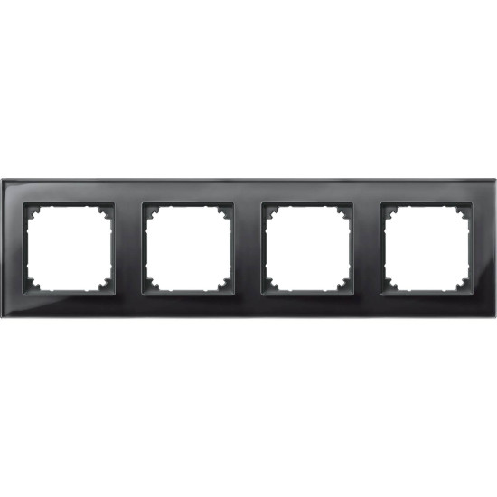 Merten 489403 M-PLAN-Echtglasrahmen, 4fach, Onyxschwarz