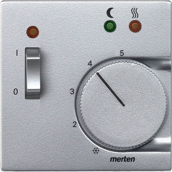 Merten 535860 Zentralplatte für Fußbodentemperaturregler-Einsatz mit Schalter, aluminium, System M