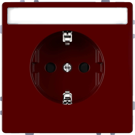 Merten MEG2302-6006 Schutzkontakt-Steckdose für Sonderstromkreise mit Schriftfeld, Berührungsschutz, Steckklemmen, rubinrot, System Design
