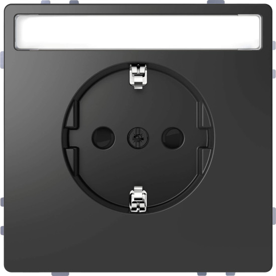 Merten MEG2302-6034 Schutzkontakt-Steckdose mit Schriftfeld, Berührungsschutz, Steckklemmen, Anthrazit, System Design