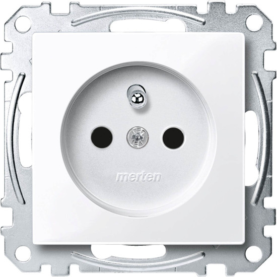Merten MEG2500-0325 Steckdose mit Schutzkontaktstift, Berührungsschutz, Steckklemmen, aktivweiß, System M
