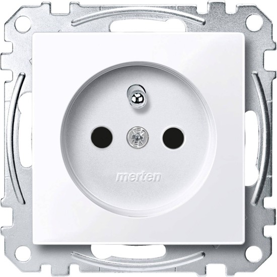 Merten MEG2600-0325 Steckdose mit Schutzkontaktstift, Schraub-Liftklemmen, Berührungsschutz, aktivweiß glänzend, System M