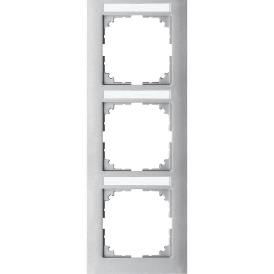 Merten MEG4032-3660 M-Pure-Rahmen, 3fach mit Beschriftungsträger, senkrecht aluminium,