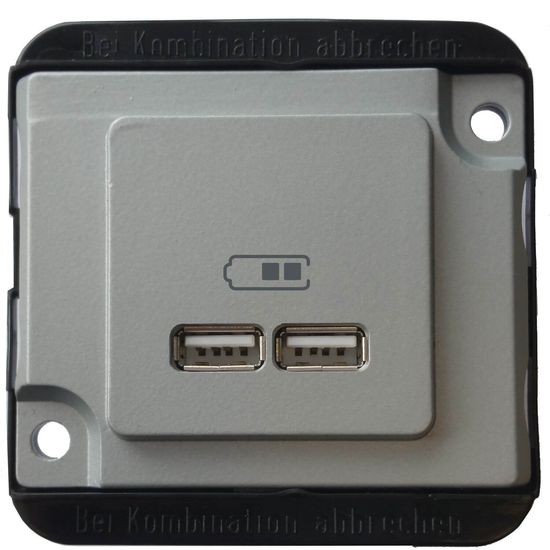 Merten MEG4366-7060 USB Ladestation, mattsilber, PANZER