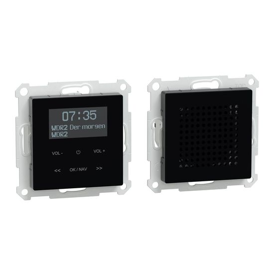 Merten MEG4375-0303 DAB+ Radio Set mit Bluetooth inklusive Lautsprecher, Farbe Schwarz für System M
