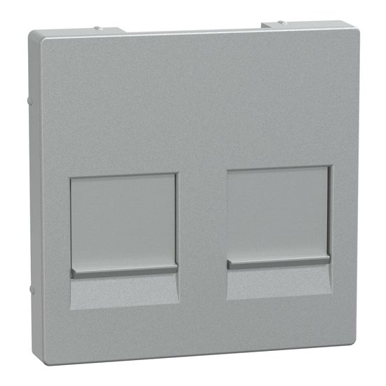 Merten MEG4562-0460 Zentralplatte für Modular Jack 2fach mit Staubschutzschieber, aluminium, System M