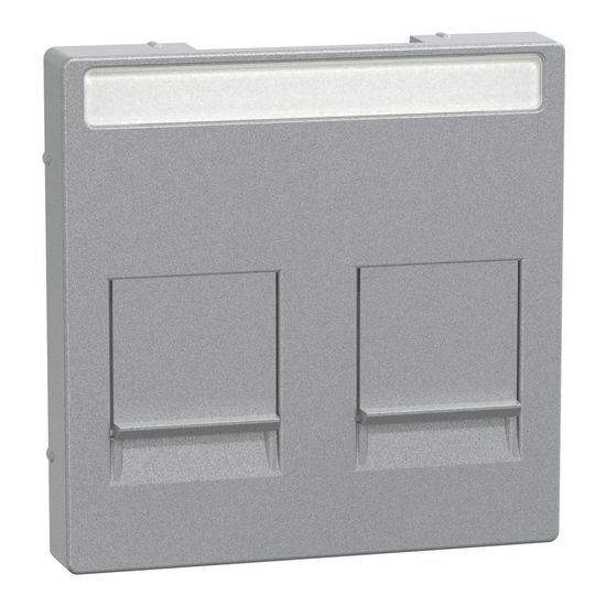 Merten MEG4564-0460 Zentralplatte für Modular Jack 2fach mit Schriftfeld und Staubschutzschieber, aluminium, System M