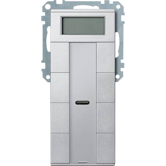 Merten MEG6214-0460 Taster 4fach plus mit Raumtemperaturregler, aluminium, System M