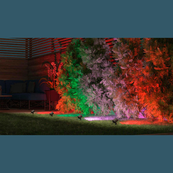 Müller Licht LED Outdoor Wegeleuchte tint LED-Gartenspots Flores, 3er-Set, Gen2, white+color 404041