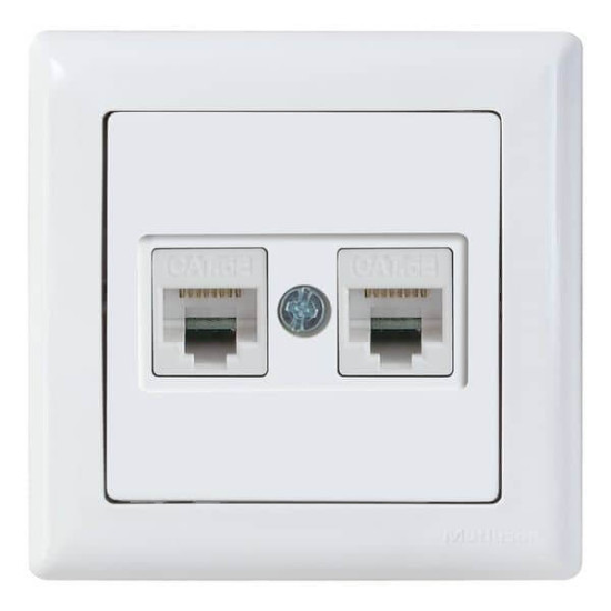 Mutlusan Daria Datenbuchse 2-fach CAT6 Internet Netzwerk Weiss