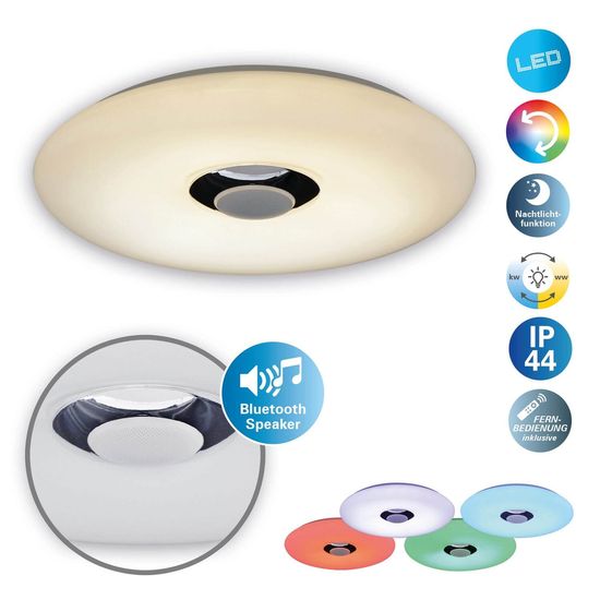 Näve Deckenleuchte NASHVILLE Ø40cm Steuerbare Lichtfarbe IP44 weiß dimmbar RGB 1220261