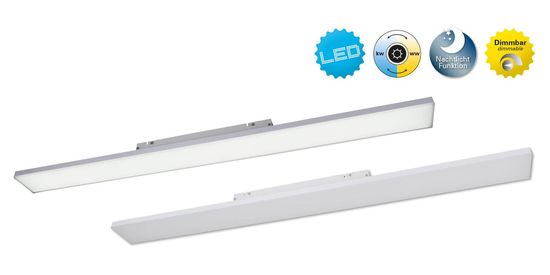 Näve Deckenleuchte CARENTE 119,5x10cm Steuerbare Lichtfarbe weiß dimmbar RGB 1351323