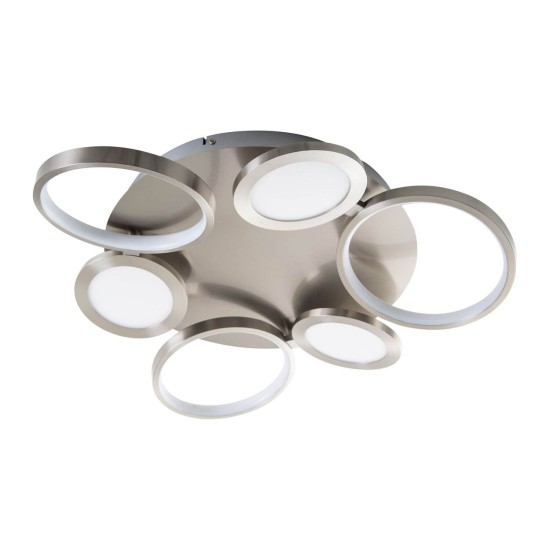 Näve Deckenleuchte STELARI Ø56cm Warmweiss stahl-blank dimmbar 1363650