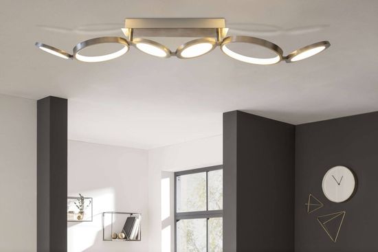 Näve Deckenleuchte STELARI 100x19cm Warmweiss stahl-blank dimmbar 1363750