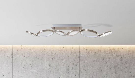 Näve Deckenleuchte STELARI 100x19cm Warmweiss stahl-blank dimmbar 1363750