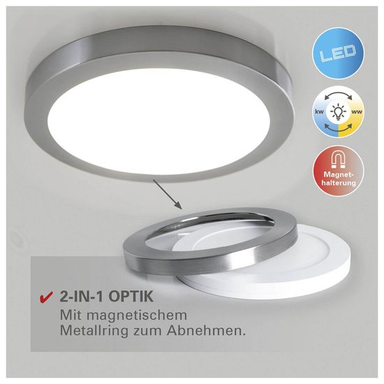 Näve LED Deckenleuchte BONUS Ø22,5cm 18W Steuerbare Lichtfarbe chrome RGB 1365942