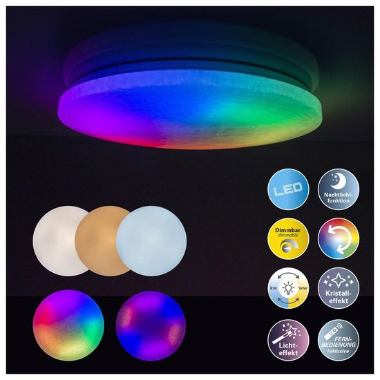 Näve LED Deckenleuchte SLIGO Ø38cm 24W Steuerbare Lichtfarbe bunt dimmbar RGB 1374661