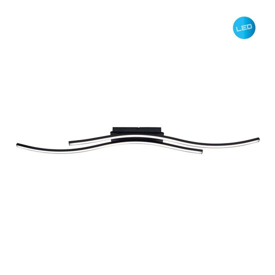 Näve LED Deckenleuchte ONDA 96x8cm 24W Warmweiss schwarz 1383322