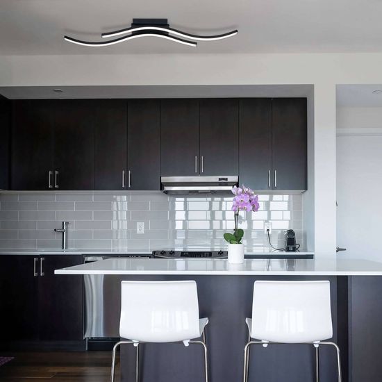 Näve LED Deckenleuchte ONDA 96x8cm 24W Warmweiss schwarz 1383322