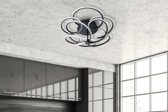 Näve LED Deckenleuchte RIZADO Ø57cm 49,48W Warmweiss schwarz dimmbar 1386822