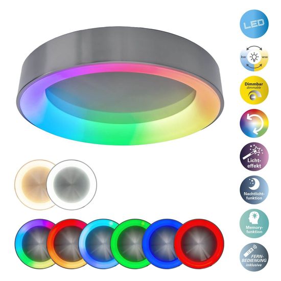 Näve LED Deckenleuchte MULTO Ø46,5cm 31,2W Steuerbare Lichtfarbe bunt dimmbar RGB Nachtlicht 1386961