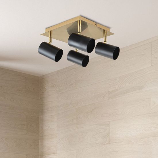 Näve GU10 Deckenleuchte FRIDA 22x22cm schwarz-gold 1395022