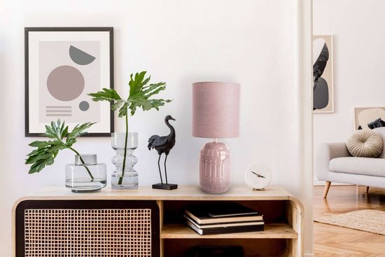 Näve E14 Tischleuchte ERIDA Ø13,5cm rosé lachs 3188332