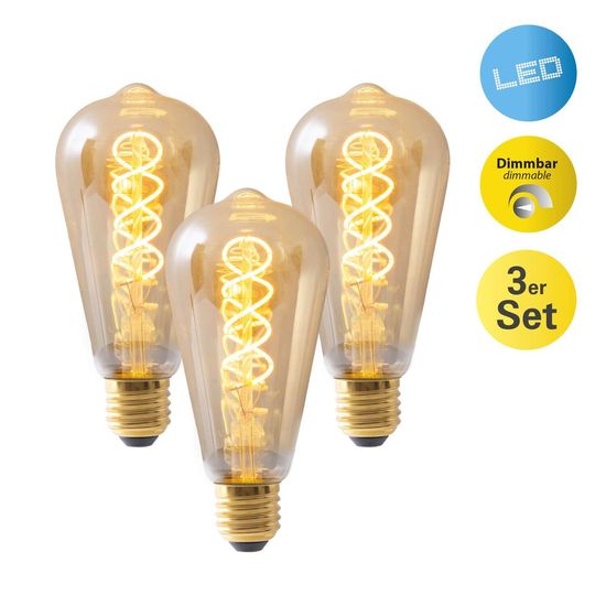 Näve 3er-Set LED Leuchtmittel DILLY 6,4x6,4cm 5W Warmweiss amber 4135603
