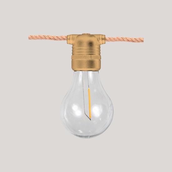 NewGarden ALLEGRA Solar LED Lichterkette + Akku braun für Balkon und Terrasse E27 Innen & Außen IP44