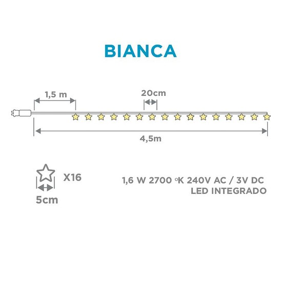 NewGarden BIANCA LED Lichterkette 4,5m 16x Innen & Außen IP44 wasserfest