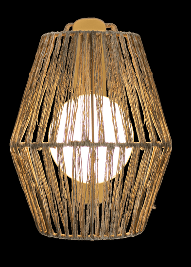 NewGarden SISINE LED kabellose Wandleuchte Naturfaser 25cm dimmbar + Controller Innen & Außen IP54