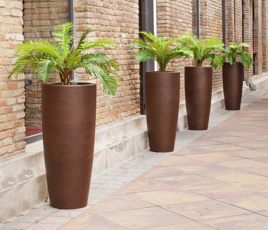 Newgarden BAMBU 90 Übertopf, Kübel XXL groß doppelwandig rund ø40x90cm bronze 16L außen