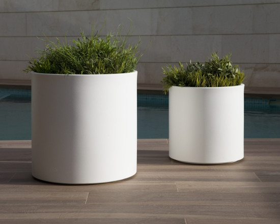 Newgarden HORTENSIA 30 Pflanzkübel rund ø30x30cm weiss 18L mit Wasserspeicher außen