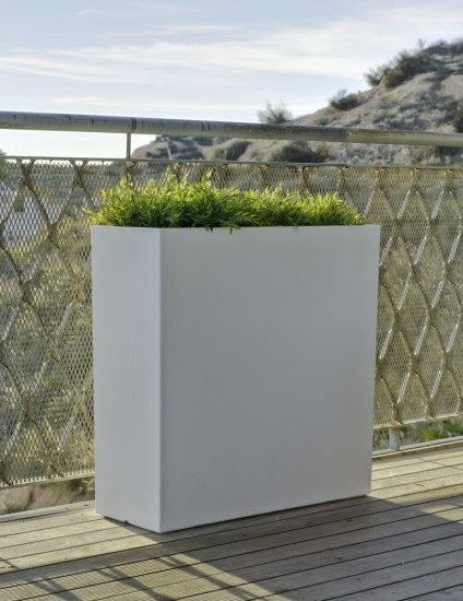 Newgarden JUNCO 80 Übertopf, Kübel XXL groß doppelwandig eckig Hochbeet 80x32x80cm weiss 39L außen