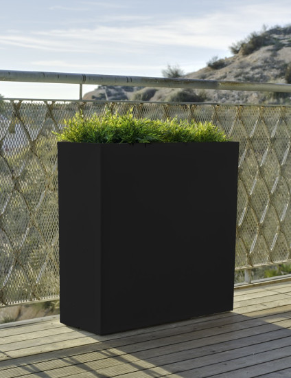 Newgarden JUNCO 80 Pflanzkübel XXL groß doppelwandig eckig Hochbeet 80x32x80cm schwarz 39L außen