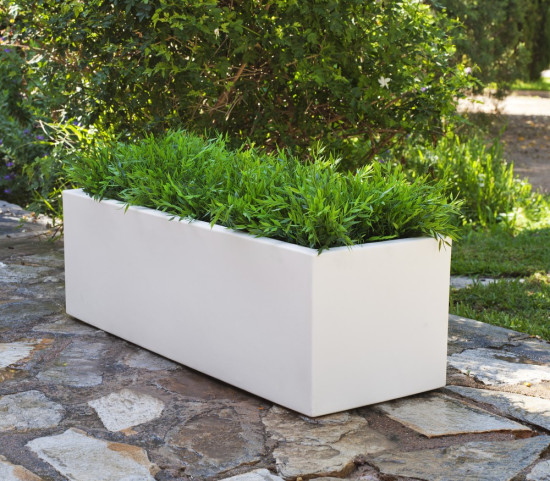 Newgarden JARA 100 Pflanzkübel XXL groß eckig 100x35x32cm weiss 52L außen