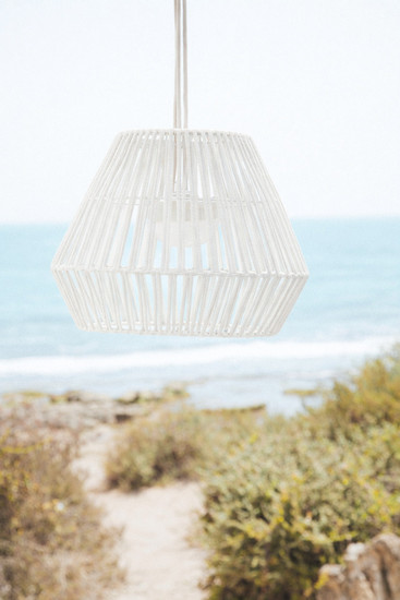 Newgarden Conta 30 Akku Weiß Hängeleuchte mit Seil, warmweißes Licht, dimmbar, Fernbedienung ø40x30,5 cm