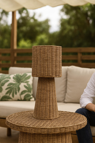 Newgarden Grace 40 Natur Tischleuchte aus Rattan, mit Jute-Kabel und E27 Fassung ø19x38 cm