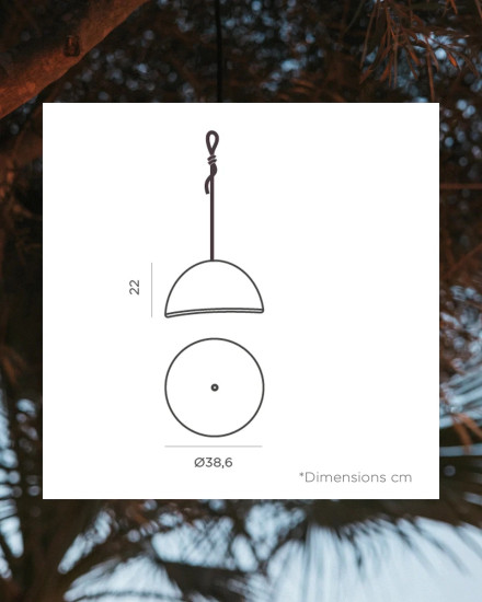 Newgarden Luna 40 Weiß Akku Hängeleuchte mit Seil, warmweißes Licht, dimmbar, Fernbedienung ø38,6x22 cm