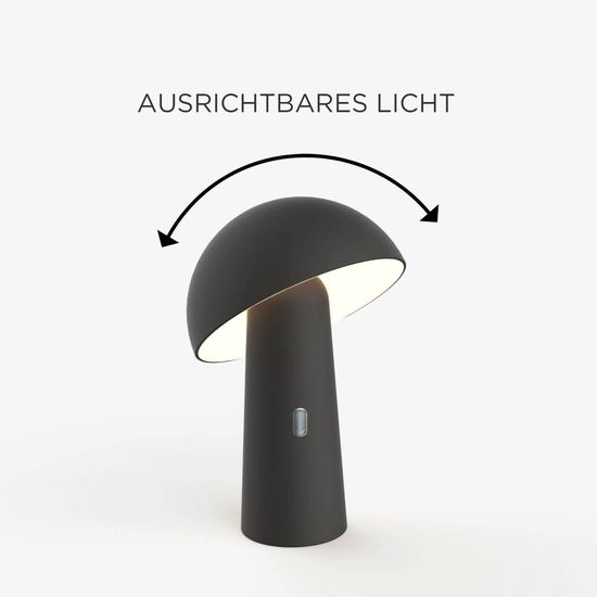 NewGarden SHITAKE LED Batterie-Tischlampe kabellos, tragbar, Outdoor dimmbar, schwarz IP44