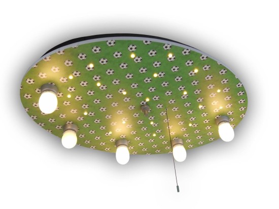 Niermann Fußball LED Deckenleuchte 5fach E14 Grün, Silber Made in Germany
