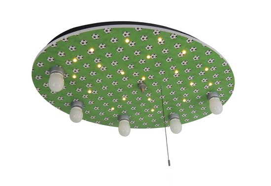 Niermann Fußball LED Deckenleuchte 5fach E14 Grün, Silber Made in Germany
